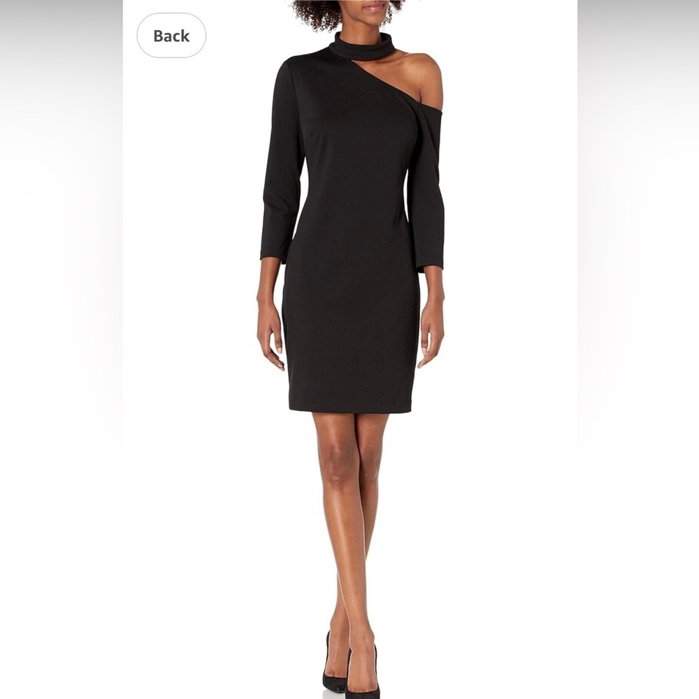 Trina Turk Black One-Shoulder Long Sleeve Dress
